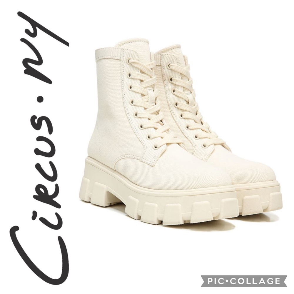 Circus by Sam Edelman Dane Canvas Combat Boot {Ivory} 7.5